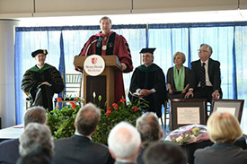 Photograph of President Stanley speaking at ceremony