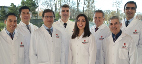 Our Vascular Faculty: (left to right) Drs. Nicholas Sikalas, Shang A. Loh, David S. Landau, Apostolos K. Tassiopoulos, Angela A. Kokkosis, Antonios P. Gasparis, Nicos Labropoulos, and Mohsen Bannazadeh (click on photo to enlarge). (Not pictured are Dr. Pamela S. Kim and Dr. George J. Koullias.) an image is here